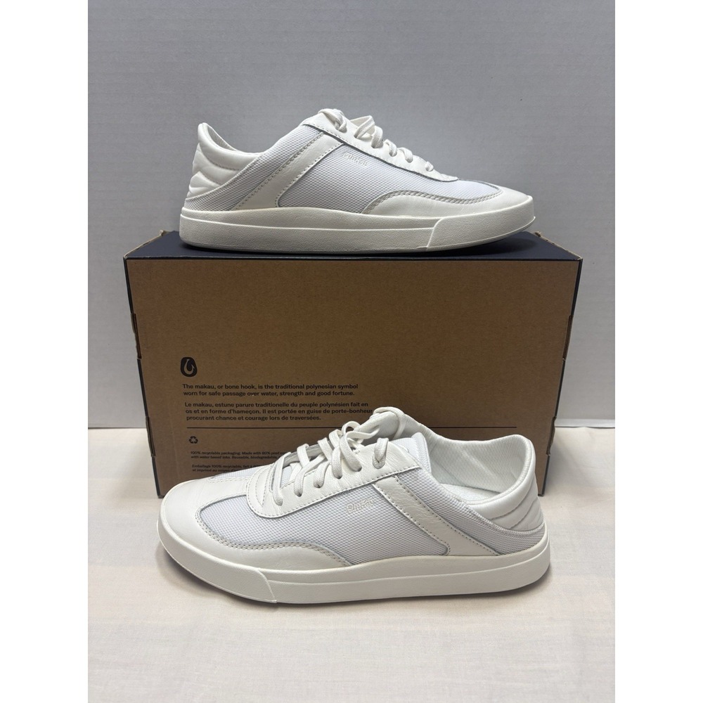 NEW OluKai Womens Ha'upu Hulu Sneakers Shoes Size 9 White Everyday Lace Up